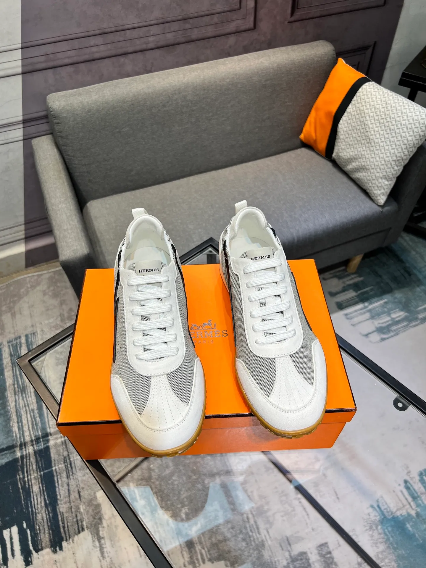 Men's shoes 💰700 [HERMES] Hermès - High-end quality original order 🔍🔍 - Upper: 🔝 cowhide suede splicing design - Inner lining: imported mixed sheepskin - Outsole: TPR foam · Rubber: two-color combined molding outsole - Super high quality control · Fine workmanship: highlighted (high-end, luxury, grade) -Size: 38-44 (45, 46, can be customized)